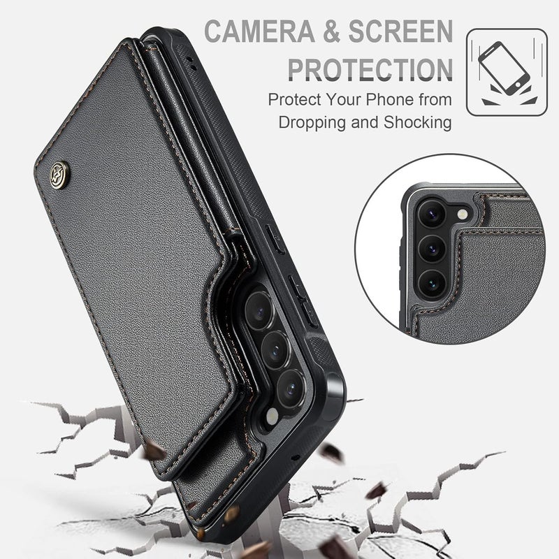 Vinich for Samsung Galaxy S23 Plus Wallet Case with Card Holder, RFID Blocking Credit Slots Kickstand Shockproof Phone Cover Fit for Galaxy S23 Plus 6.6" Black - Image 5